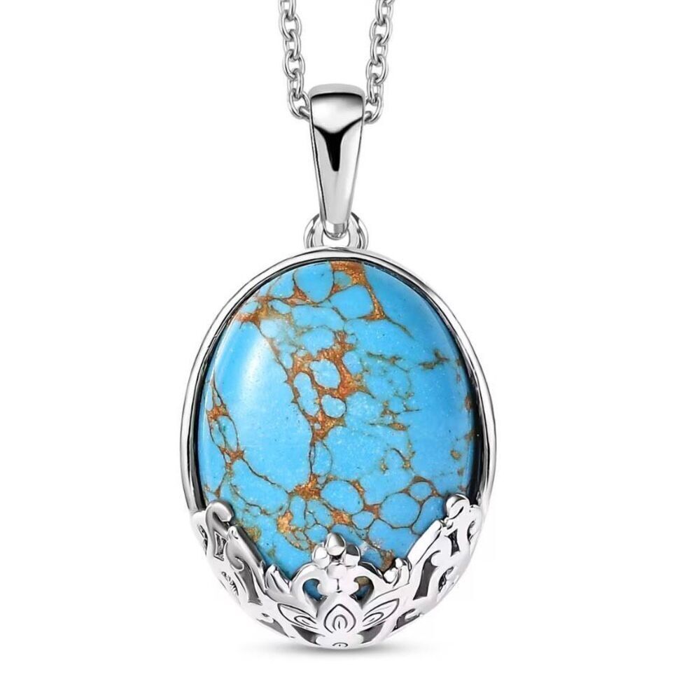 Mojave Blue Turquoise 12.60 ctw Silver Necklace 20” New